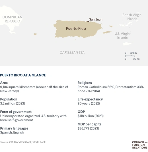 A map of Puerto Rico showing the capital, San Juan.