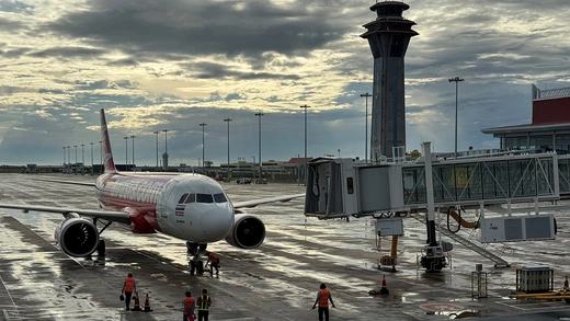  A passenger plane arrives at the Siem Reap Angkor International Airport SAI in Siem Reap province, Cambodia