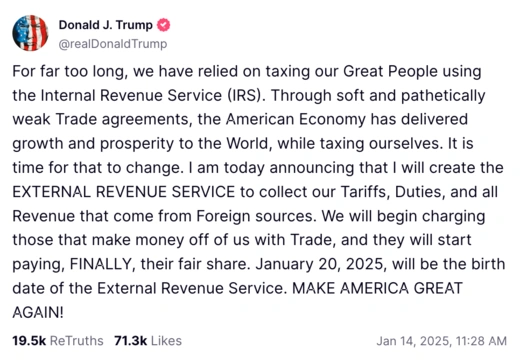 Trump External Revenue Service 