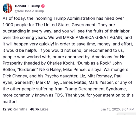 Trump Rejects Establishment Appointees