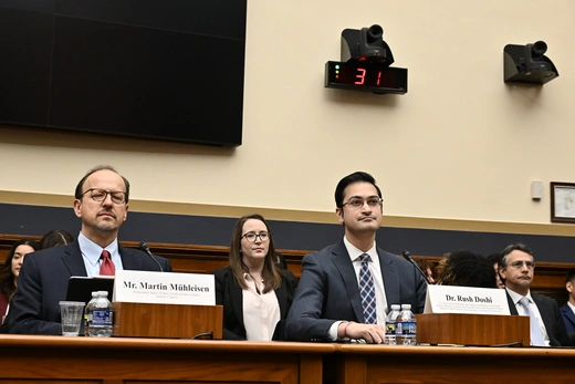 Rush Doshi testifies on "Examining Policies to Counter China" at a U.S. House Financial Services Committee hearing on February 25, 2025.