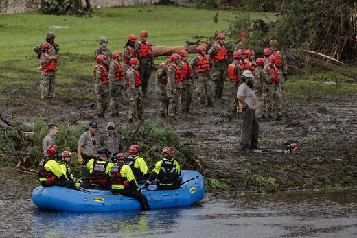 Image of search and recovery workers in Texas Hill Country.