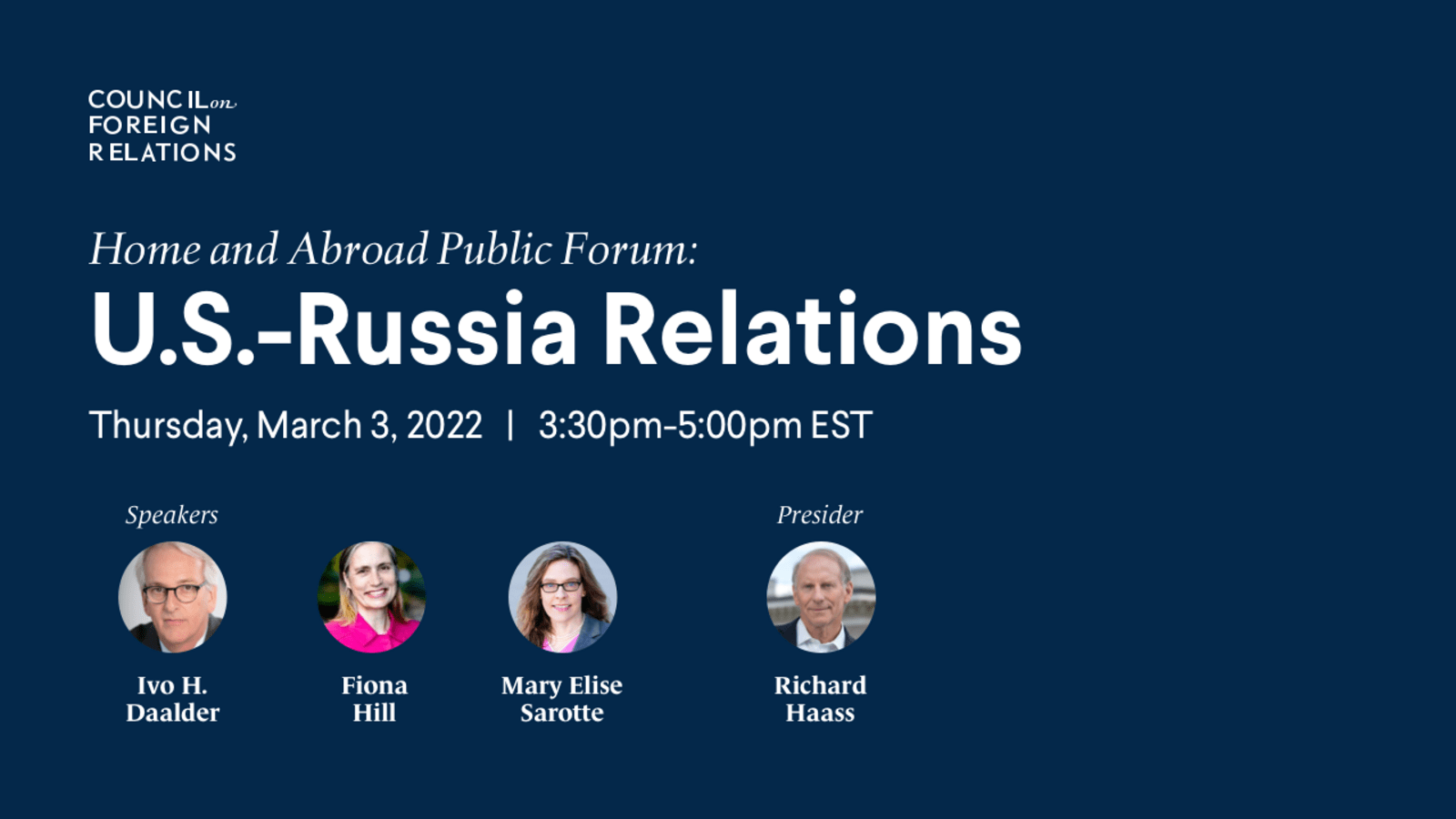 Home and Abroad Public Forum U.S.-Russia Relations Council on Foreign Relations