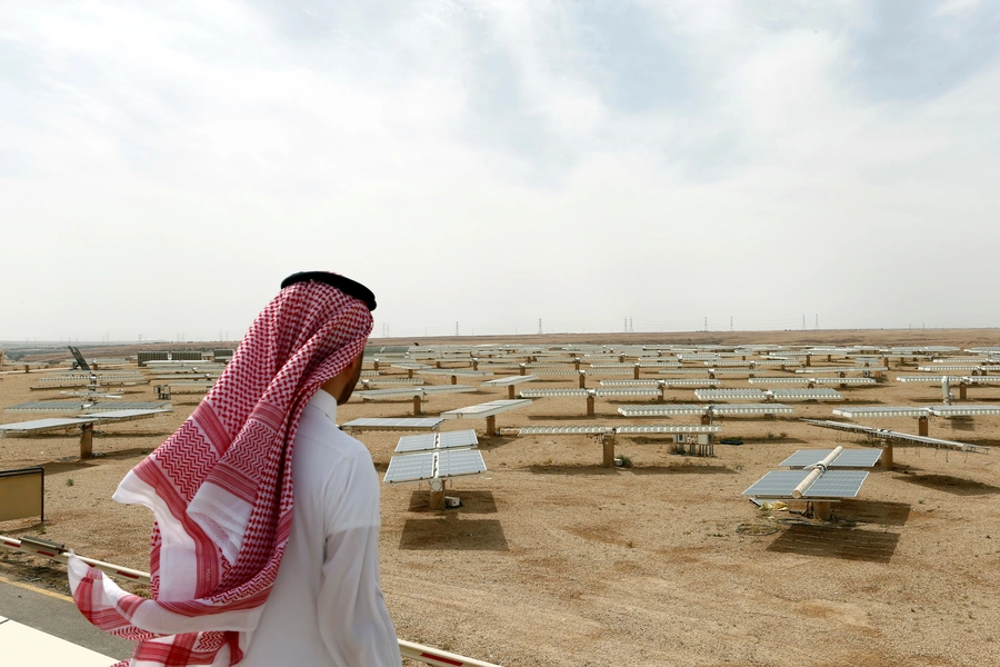 Saudi man looks at the solar plant in Uyayna, north of Riyadh, Saudi Arabia REUTERS/Faisal Al Nasser