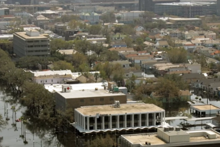 New Orleans, flooded aerial view.