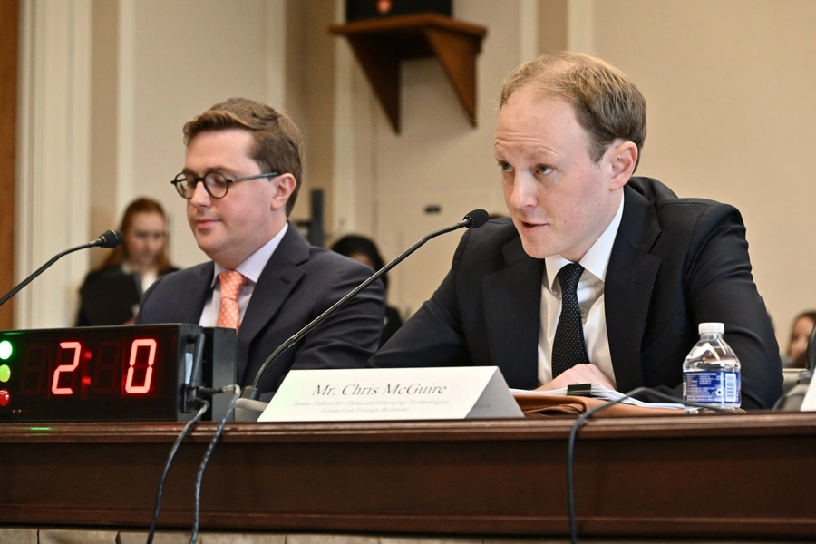Chris McGuire testifies to the House Committee on Foreign Affairs on November 20, 2025.