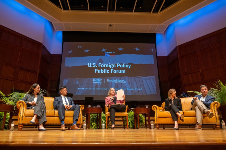 Panelists speak at Franklin & Marshall College in Lancaster, Pennsylvania.