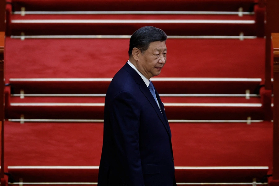 Chinese President Xi Jinping arrives for the second plenary session of the National People's Congress (NPC), at the Great Hall of the People in Beijing, China March 8, 2025. REUTERS/Tingshu Wang