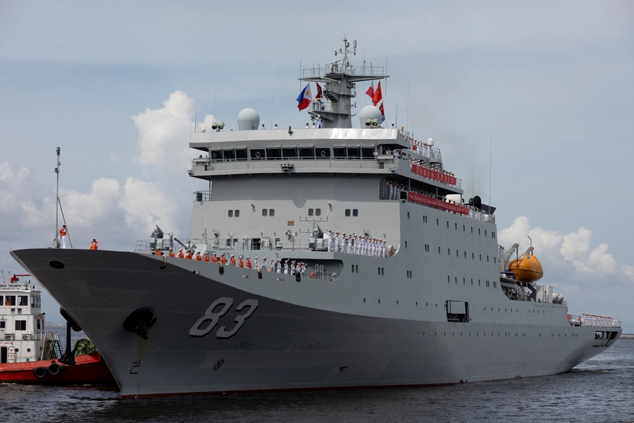 The Chinese naval training ship "Qi Jiguang" arrives at the Port of Manila for a four-day goodwill visit, in Manila, Philippines, June 14, 2023. REUTERS/Eloisa Lopez