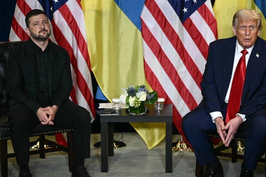 President Donald Trump holds a bilateral meeting with Ukrainian President Volodymyr Zelensky on the sidelines of the UN General Assembly in New York City on September 23. Brendan Smialowski/AFP via Getty Images