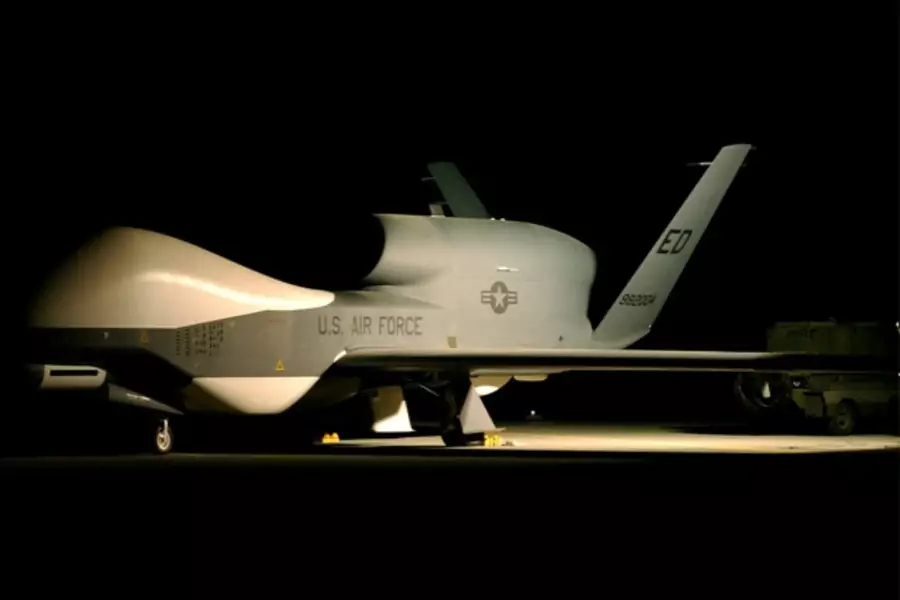 Global Hawk reconnaissance aircraft pictured at a forward deployed location (Courtesy Reuters).