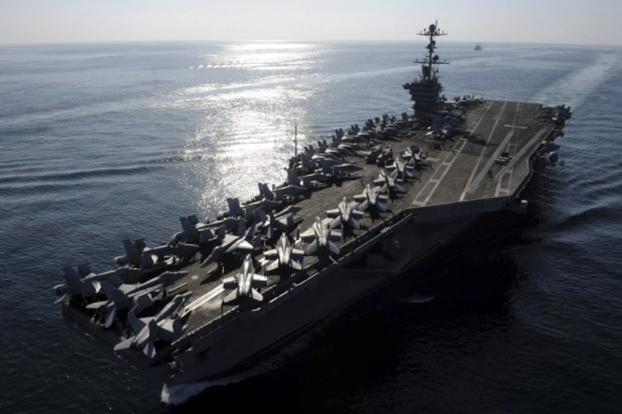 The USS John C. Stennis aircraft carrier in the Strait of Hormuz in January 2012 (Courtesy Reuters).