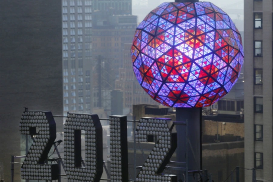 The New Year's Eve ball in New York (Mike Segar/courtesy Reuters).
