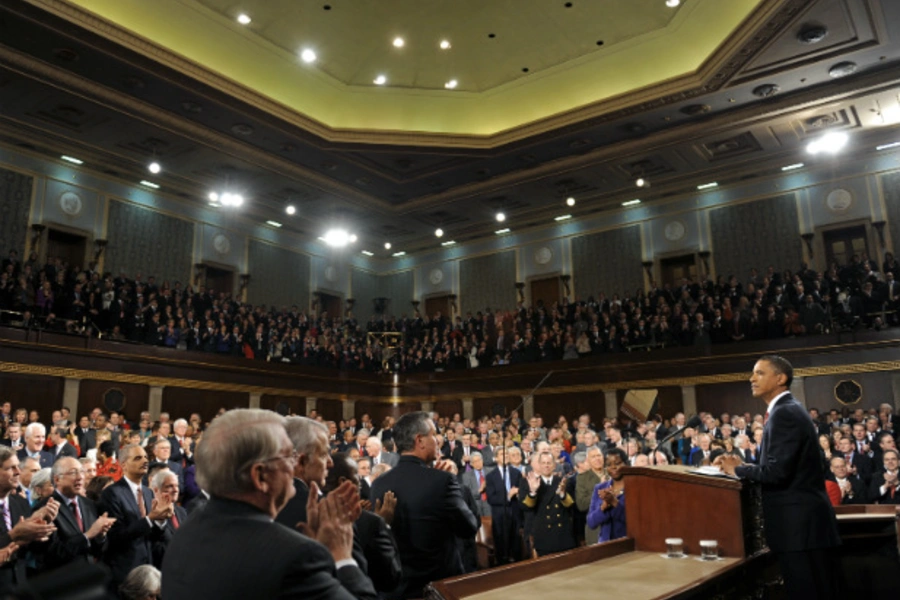 President Obama prepares to deliver his first State of the Union address in 2010 (Tim Sloan/courtesy Reuters).