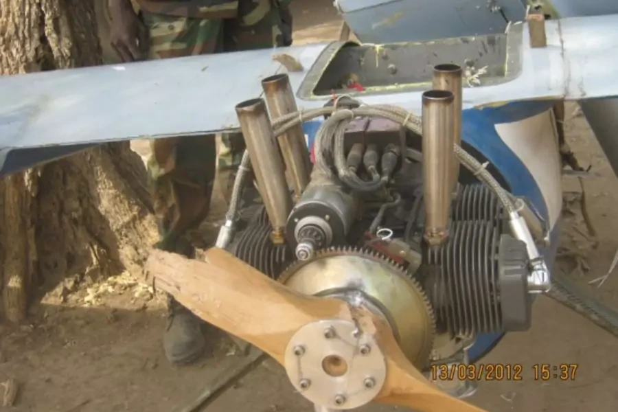 Image of the Iranian drone downed in the Nuba Mountains of Sudan.
