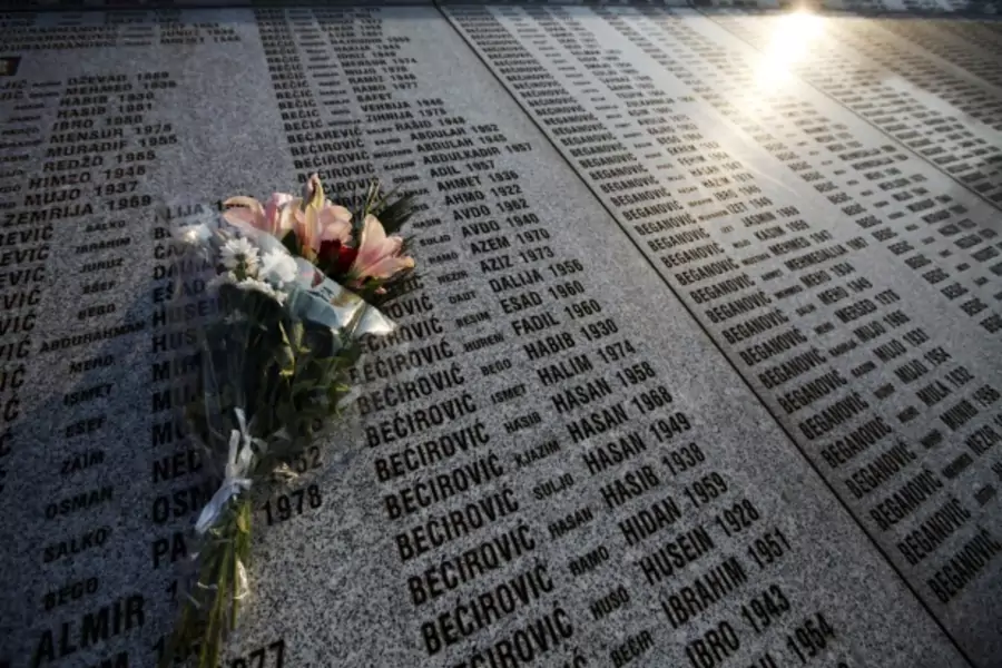 A monument with the names of victims in Potocari Memorial Center near Srebrenica (Courtesy Reuters//Marko Djurica).