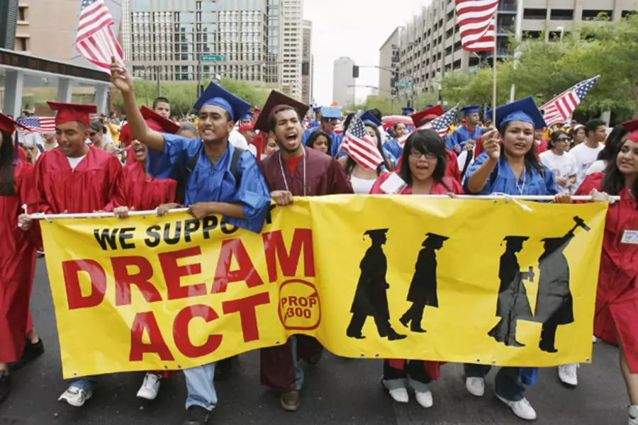 Students march in favor of immigration reform and the Dream Act through downtown Phoenix, Arizona (Jeff Topping/Courtesy Reuters).