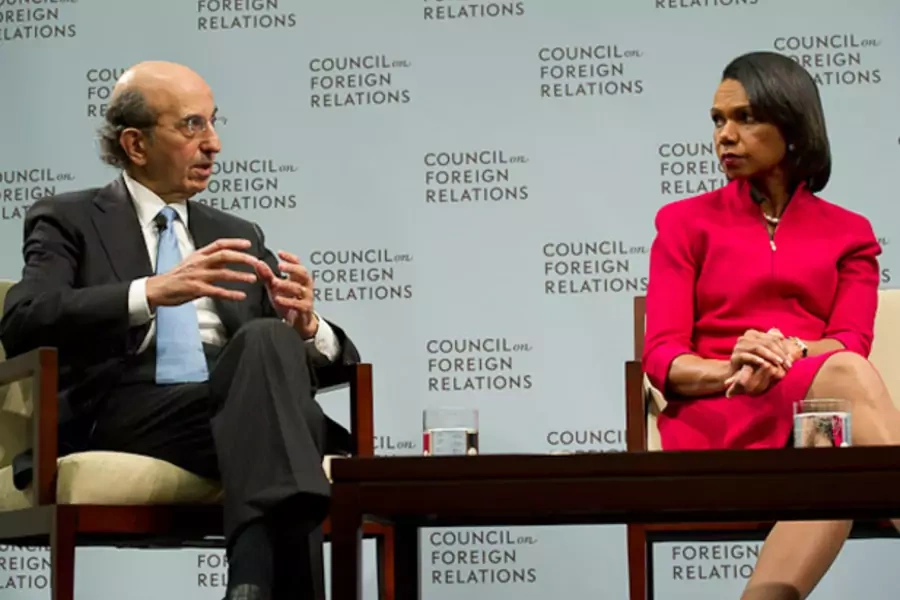 Former New York City Schools Chancellor Joel Klein and Former Secretary of State Condoleeza Rice discuss the CFR Independent Task Force on U.S. Education Reform and National Security (Kaveh Sardari/www.sardari.com/)