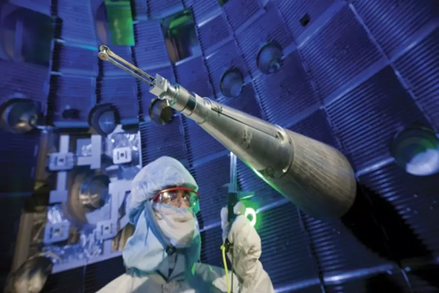The National Ignition Facility at the Lawrence Livermore National Laboratory in California provides scientists unprecedented e...of nuclear weapons in support of the nation's Stockpile Stewardship Program (Courtesy Lawrence Livermore National Laboratory).
