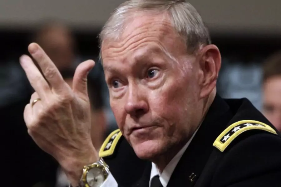 Chairman of the Joint Chiefs of Staff General Dempsey testifies before the Senate Armed Services Committee hearing in Washington, DC, in February 2012 (Courtesy Reuters/Yuri Gripas).