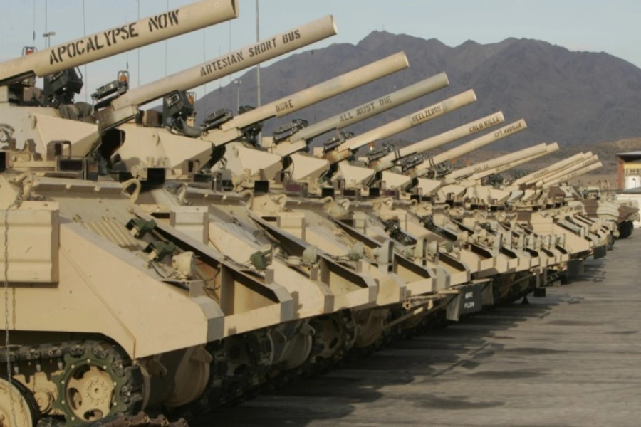 U.S. Sheridan tanks mothballed at Fort Irwin, California Army National Training Center (Courtesy Reuters/Rick Wilking).