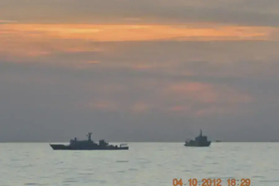 A handout photo of two Chinese surveillance ships which sailed between a Philippines warship and eight Chinese fishing boats t...men in the Scarborough Shoal, in the South China Sea, about 124 nautical miles off the main island of Luzon on April 10, 2012.
