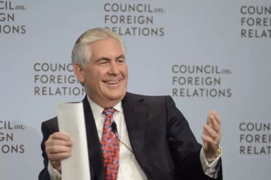 Rex Tillerson, CEO of Exxon Mobil, gives a talk at the Council on Foreign Relations (Don Pollard/CFR).