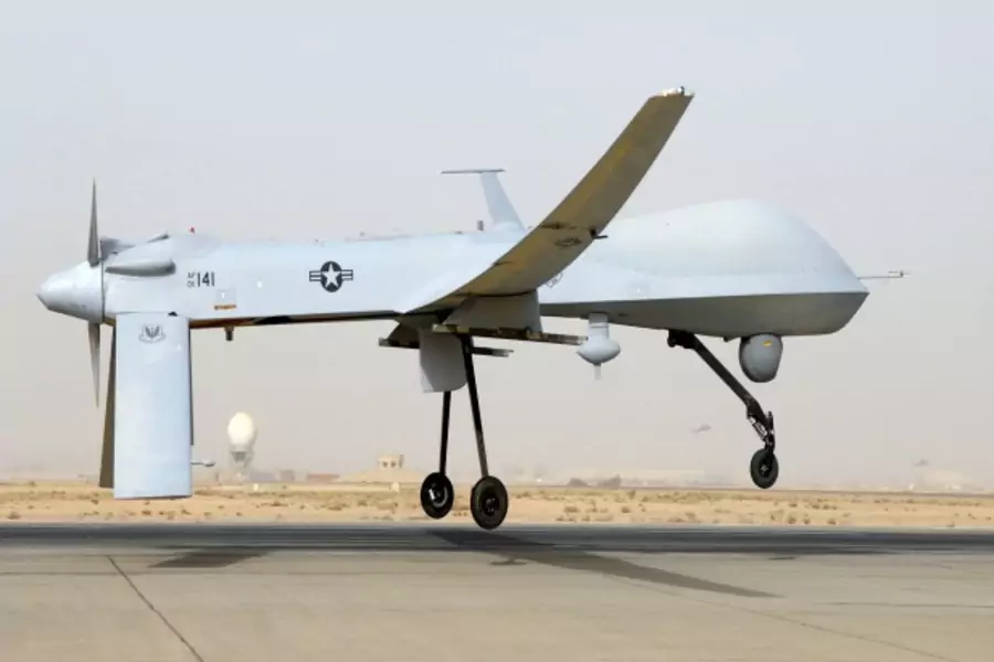 An MQ-1B Predator from the 46th Expeditionary Reconnaissance Squadron takes off from Balad Air Base in Iraq (Courtesy Reuters).