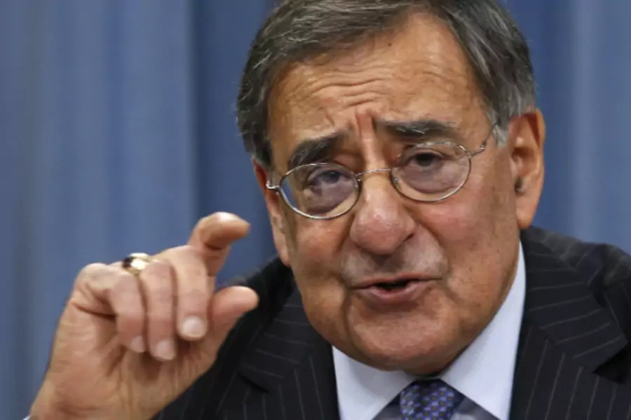 U.S. Defense Secretary Leon Panetta briefs the media on budget cuts announced by the Pentagon in January 2012 (Kevin Lamarque/Courtesy Reuters).