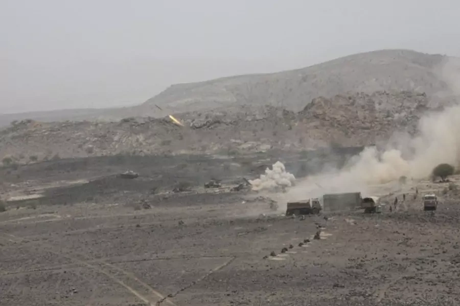 Yemeni army forces fire a missile towards positions of al Qaeda-linked militants in Abyan, Yemen, on June 6, 2012 (Courtesy Reuters/Handout).