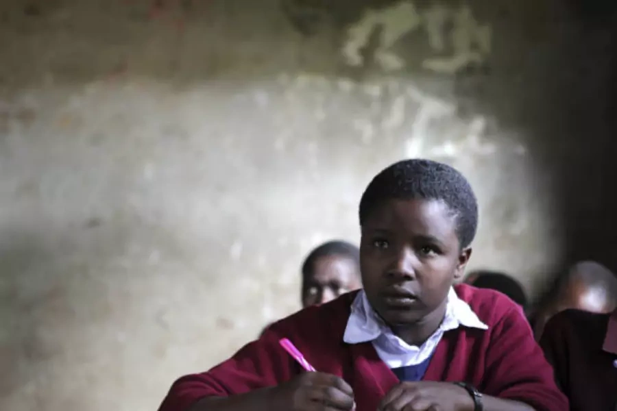 A student sits in her classroom in Sajiloni Primary School in the semi-arid Kajiado County, south of Kenya's capital Nairobi, ...pend more time on their homework and improving their results, according to a deputy headmaster (Noor Khamis/Courtesy Reuters).