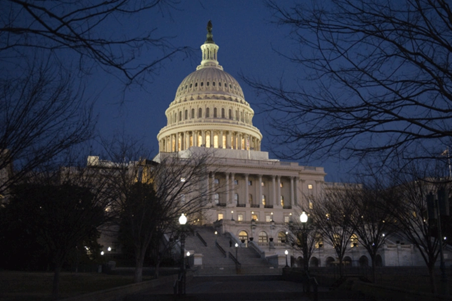 Darkness sets in over the U.S. Capitol building. (Jonathan Ernst/courtesy Reuters)