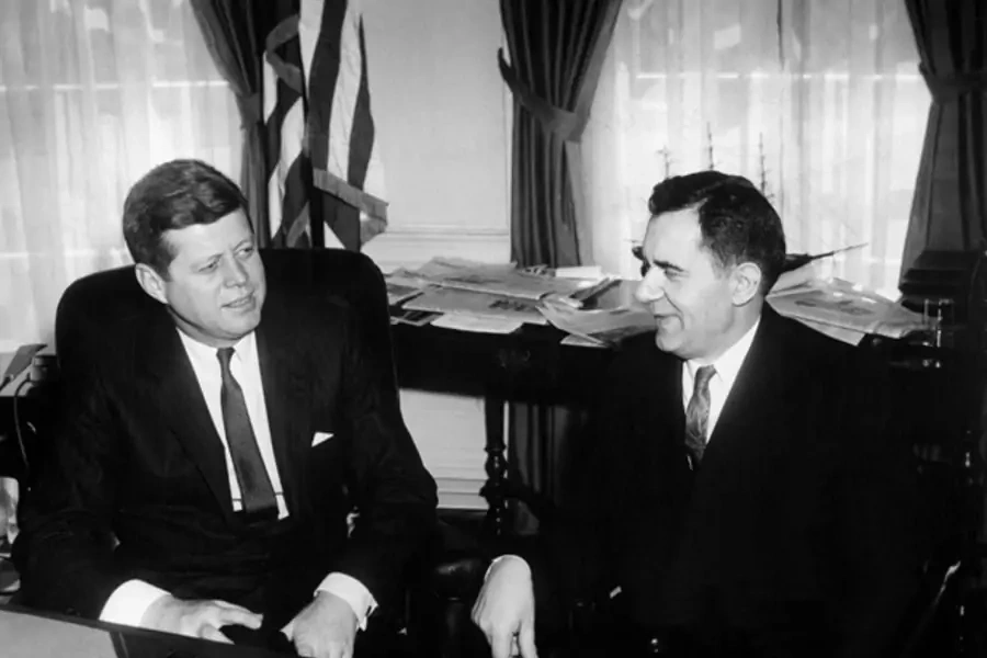 President John F. Kennedy and Soviet minister of foreign affairs Andrei Gromyko meet in the Oval Office in March 1961. (Abbie Rowe. White House Photographs. John F. Kennedy Presidential Library and Museum, Boston.)