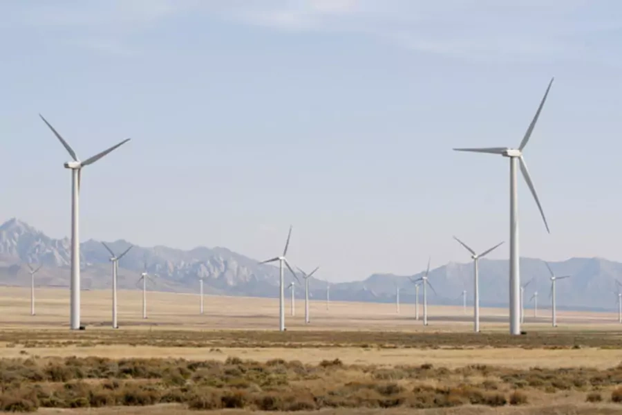 Wind turbines operate at a wind farm near Milford, Utah (George Frey/Courtesy Reuters).