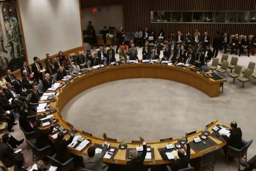 Representatives at the UN Security Council vote in New York (Lucas Jackson/Courtesy Reuters).