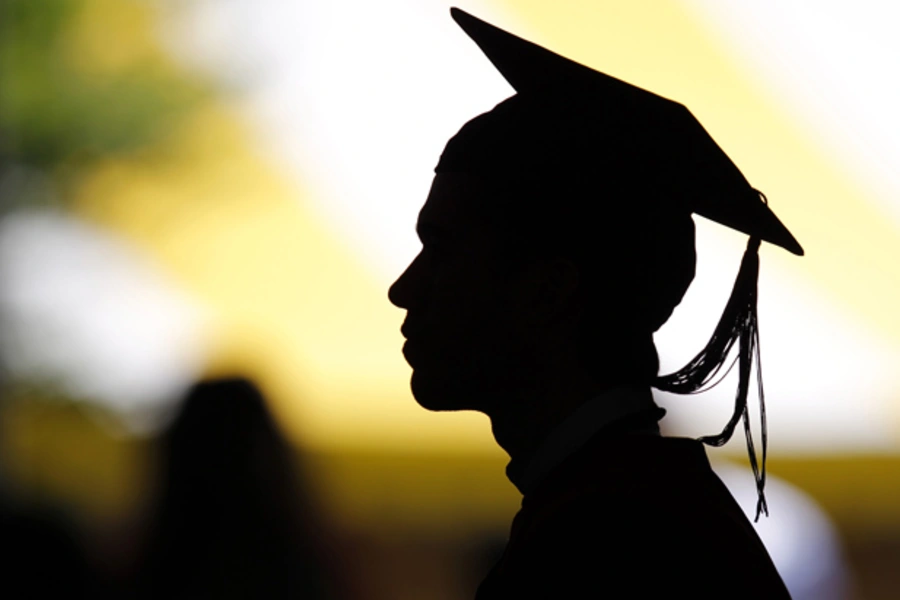 University students take their seats for a diploma ceremony (Brian Synder/Reuters).