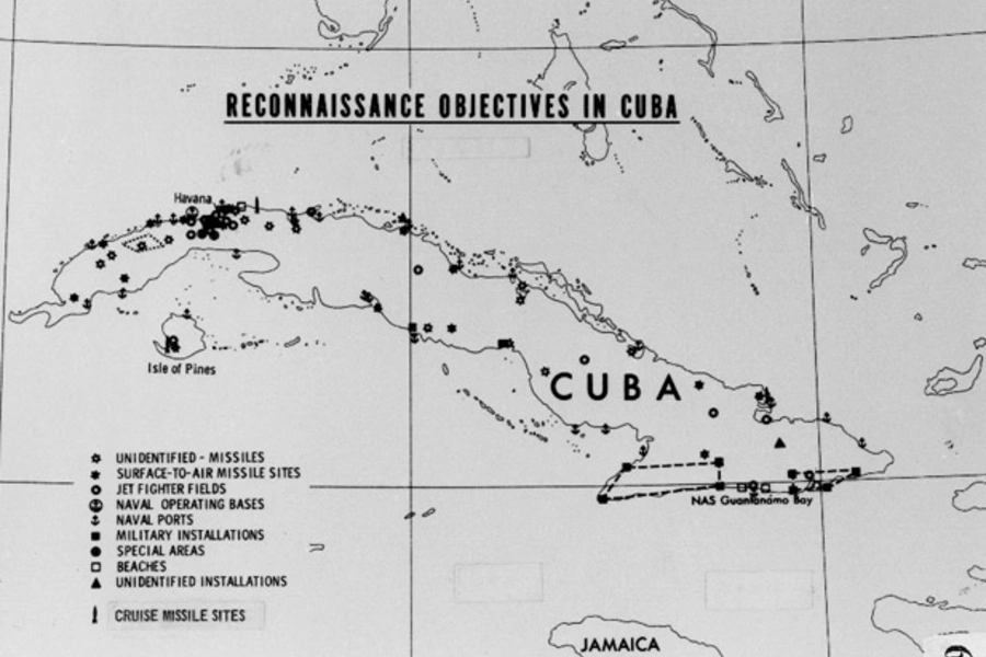 A CIA chart of "reconnaissance objectives in Cuba," dated October 5, 1962. (Dino A. Brugioni Collection, The National Security Archive, Washington, DC)