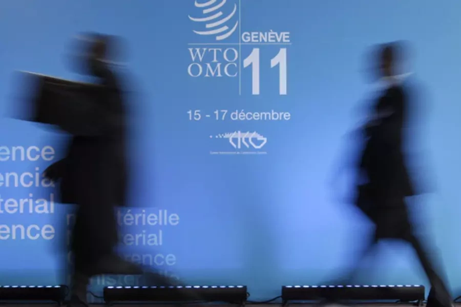 Delegates arrive at the eighth World Trade Organization Ministerial Conference in Geneva on December 15, 2011 (Denis Balibouse/Courtesy Reuters).