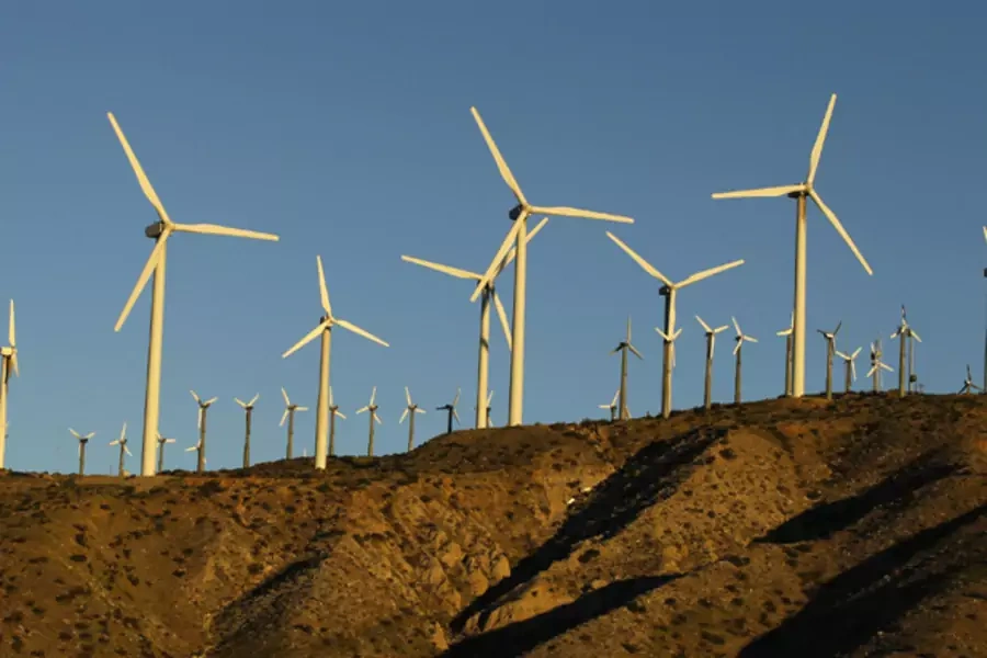 Windmills at a wind farm in Palm Springs, California (Lucy Nicholson/Courtesy Reuters).
