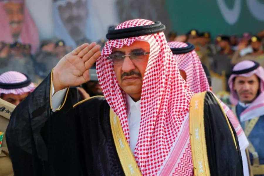 Saudi Prince Mohammed bin Nayef salute during a Saudi special forces graduation ceremony near Riyadh September 25, 2012. (Courtesy REUTERS/Fahad Shadeed)