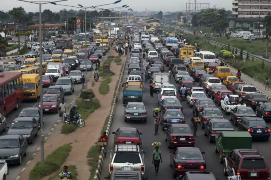 Heavy traffic is seen on the Lagos-Abeokuta expressway in Nigeria's commercial capital Lagos on November 11, 2010 (Akintunde Akinleye/Courtesy Reuters)