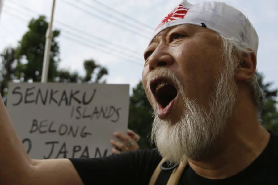 A man shouts during an anti-China rally in Tokyo, Japan, on September 22, 2012 (Toru Hanai/Courtesy Reuters).