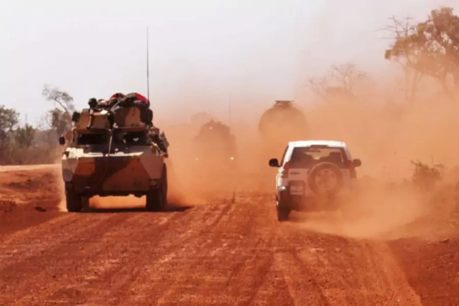 French troops drive to Segou in Mali on January 16, 2013 (Francois Rihouay/Courtesy Reuters).