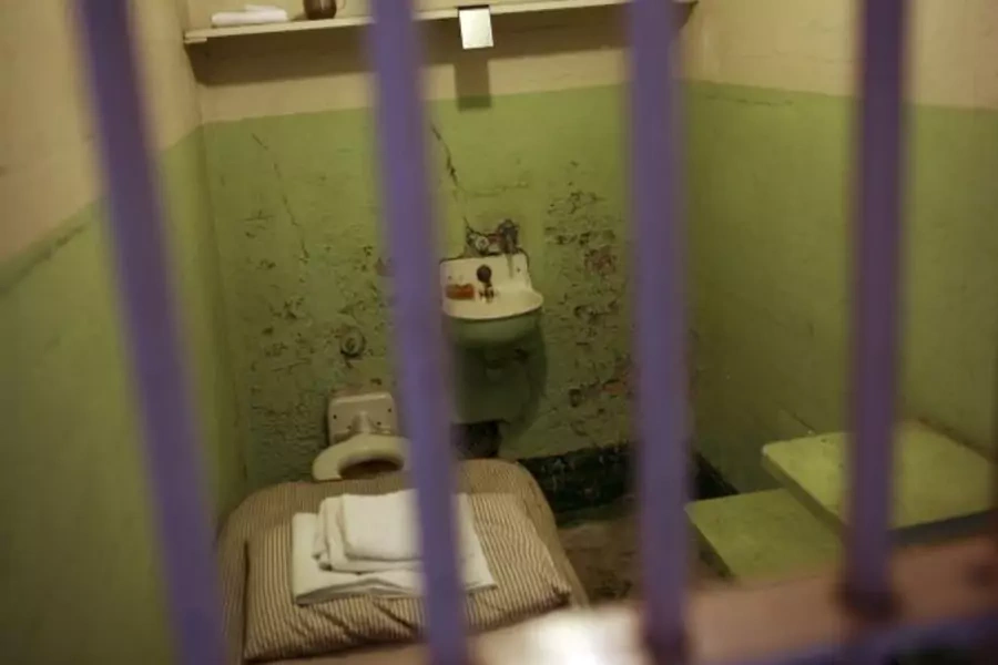 A prison cell along cell block "B" (Robert Galbraith/Courtesy Reuters).