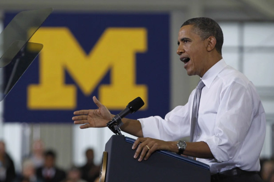 President Barack Obama speaks about college affordability at the University of Michigan in January 2012 (Jason Reed/Courtesy Reuters).