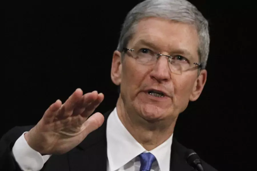 Apple CEO Tim Cook testifies before the Senate Permanent Subcommittee on Investigations on May 21, 2013 (Jason Reed/Courtesy Reuters).