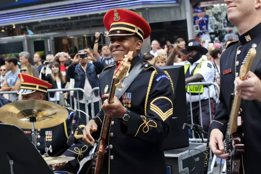 Members of the U.S. Army Band perform during the Army's birthday celebration at Times Square on June 14, 2012 (Shannon Stapleton/Courtesy Reuters).