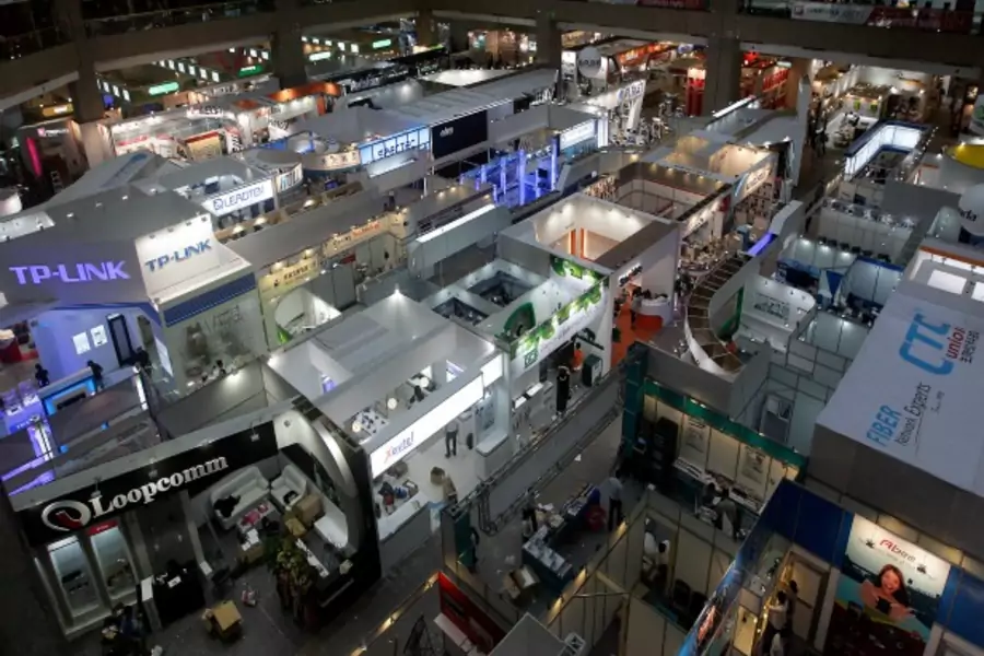 A general view shows booths at the 2013 Computex exhibition, the world's second largest computer show, in Taipei World Trade Center on June 3, 2013. (Pichi Chuang/Courtesy Reuters)