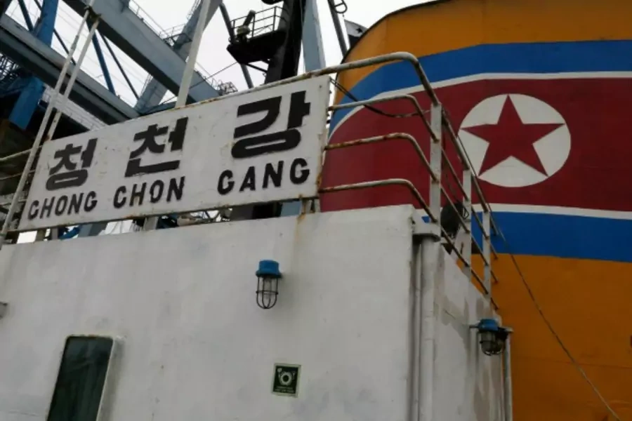 A view from on board North Korean flagged ship "Chong Chon Gang" docked at the Manzanillo Container Terminal in Colon City on ...sugar containers, sparking a standoff in which the ship's captain attempted to commit suicide. (Carlos Jasso/Courtesy Reuters)