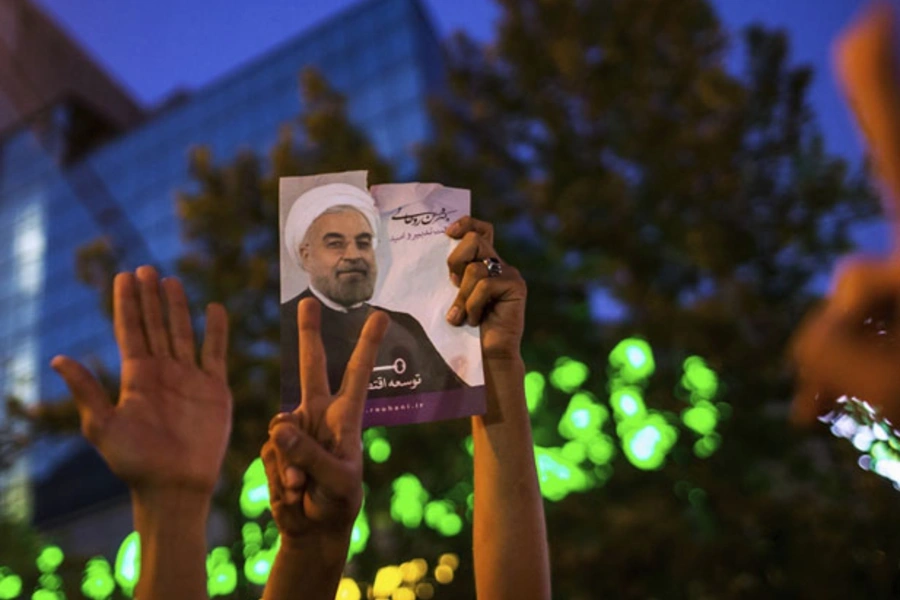 Supporters of Hassan Rohani celebrate his victory in Iran's presidential election (Fars News/Sina Shiri/Courtesy Reuters).